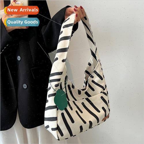 Bag female 2022 new large-capacity zebra print canvas bag st