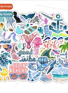 Colorful Beach 50 pcs Summer Beach Journal Helmet Stickers g