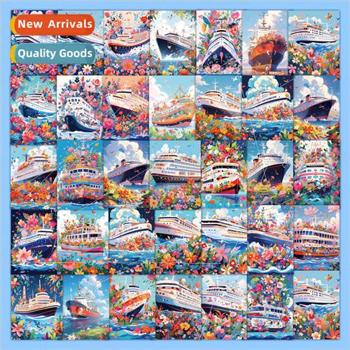 60 pcs of ship stickers ride the wind and waves dazzle color