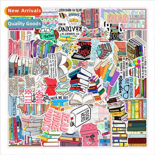 50 pcs book reading doodle stickers computer cell phone tabl