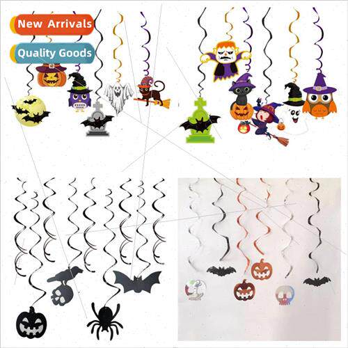 Halloween Spiral Paper Hanging Decoration Bat Ghost Head Pum