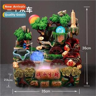 2022 new three waterwheel running water ornaments creative g