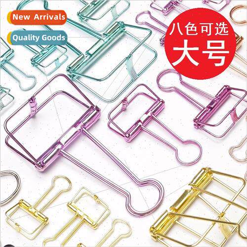 Large metal hollow long tail clip handbook cute colorful off