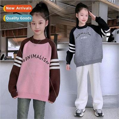 Girls knitted sweater 2023 new winter dress 适用eign- little