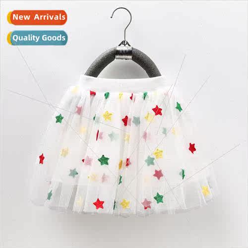 Pentagram embroidered skirt spring fall and summer childrens