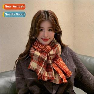 red plaid womens new scarf college cashmere The imitation