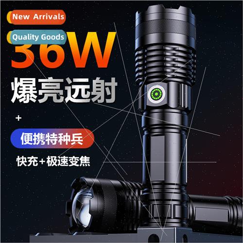 Outdoor Super Bright Laser Flashlight 36W Telescopic Zoom Lo