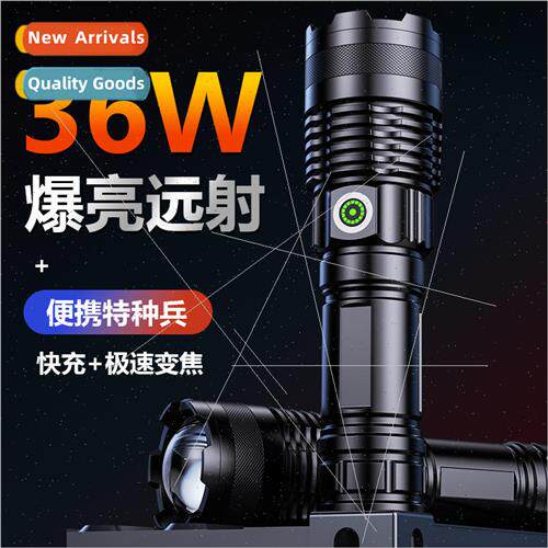 Outdoor Super Bright Laser Flashlight 36W Telescopic Zoom Lo