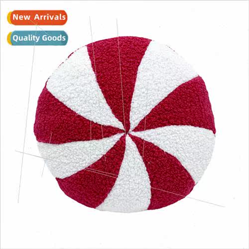 New Faux Fur Peppermint Pillow Christmas Candy Cuddle Pillow