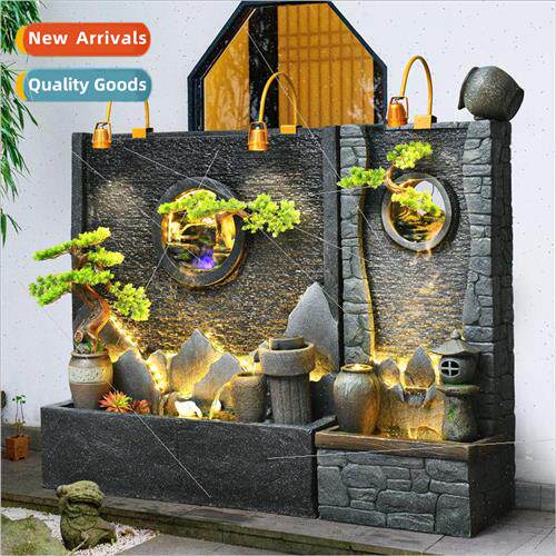 Entrance water curtain wall fish tank ornaments indoor livin