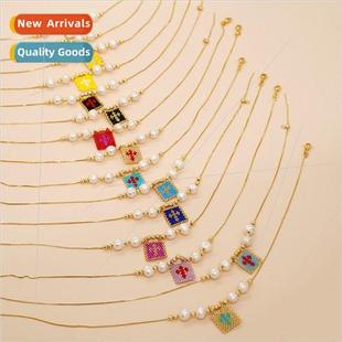 Woven Beade Niche Pearl Tag Cross Bead Rice Fashion New 2024