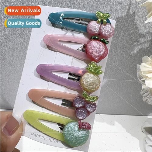 Cute children quicksand bright flash fruit small clip side c