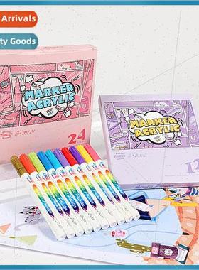 Set of 120 colors acrylic markers 2.0 round tip stackable wa