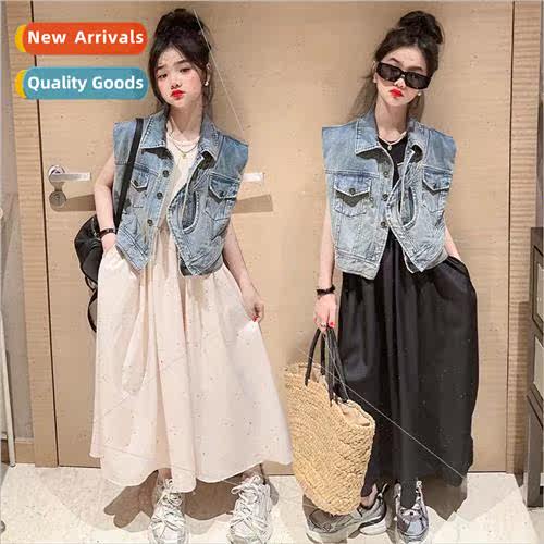 2023 new childrens clothing girls casual suit summer  middle