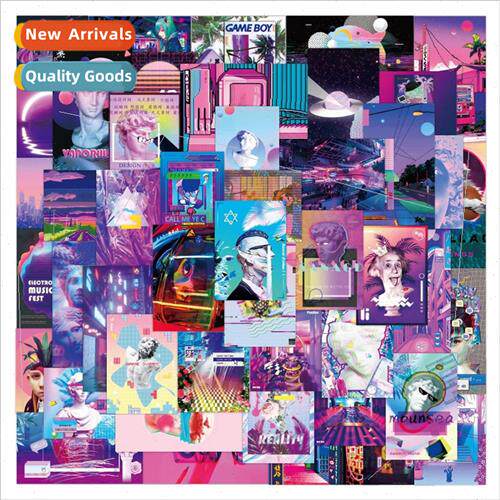 60 new steam wave graffiti stickers waterproof laptop luggag