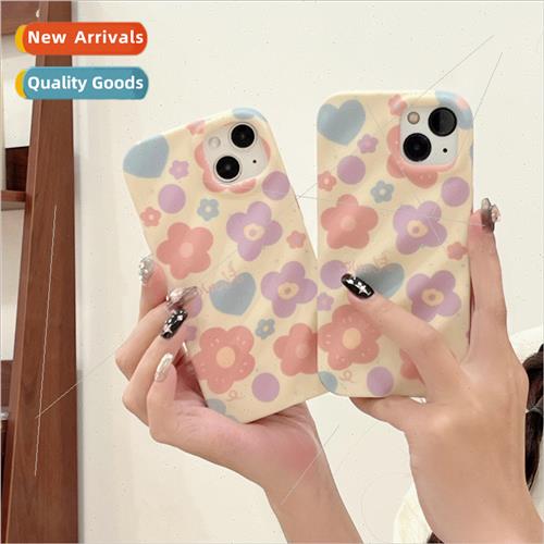 Korean  fresh love flowers water ripples 适用 Apple 13 phone