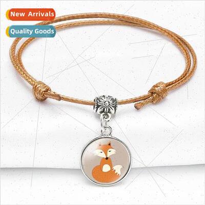 Creative mple Cartoon Fox Braided Rope Bracelet Length Adjus