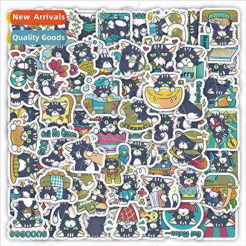 60 green eyes meow stickers cartoon cute kitty handbook wate