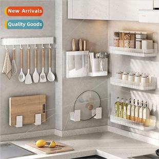 Kitchen shelves wall-mounted spice rack pot lid rack without