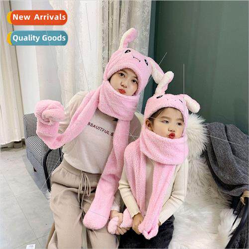 Rabbit will move rabbit ears hat scarf three-piece set cute