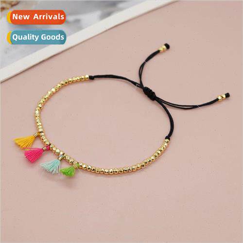 New Fashion Iron Gallstone Gold Bead Tassel Charm Bracelet H