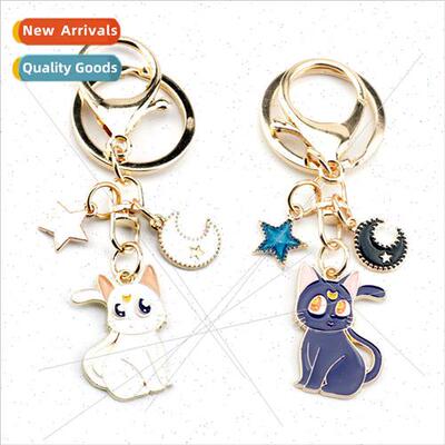 American Girl Warrior alloy keychain cartoon cute cat star m