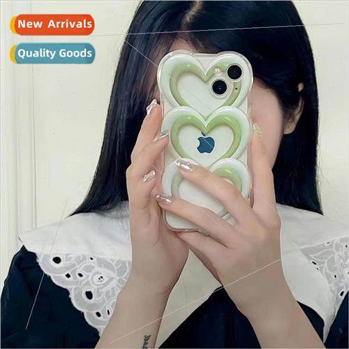 Small fresh stacked green love iPhone12 phone case 适用 14Pr