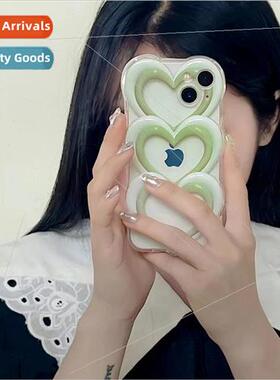 Small fresh stacked green love iPhone12 phone case 适用 14Pr