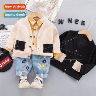 little boy plaid wear large boys cardigan Childrens pocket