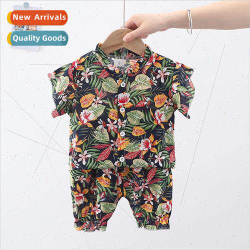 Beach Pants Boys Short Sleeve Shirt Set 2023 Summer New Midd