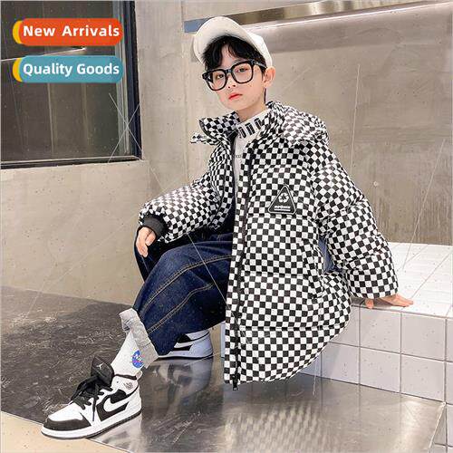 Boys winter down cotton jacket 2023 new middle and large chi