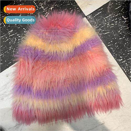 Korean  of the niche gradient color knitted cap long plush w