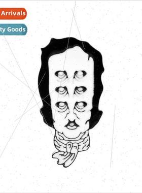 New American poet edgar allan poe head brooch jean jacket oi