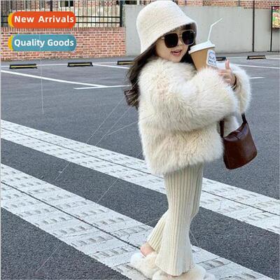 New girls padded thickened coat childrens fur coat imitation