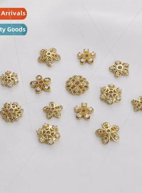 The color preservation 14K gold inlaid zirconia flower brack