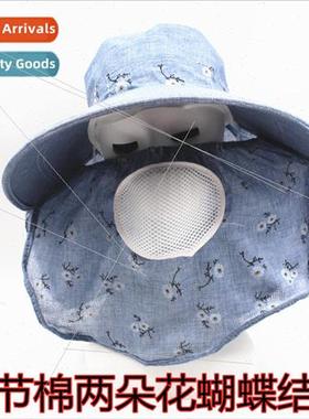 Summer hat female sun hat bamboo cotton large brim bow secti