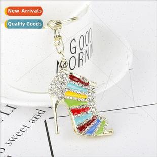 rhinestone high heeled New keychain alloy shoes creat Korean