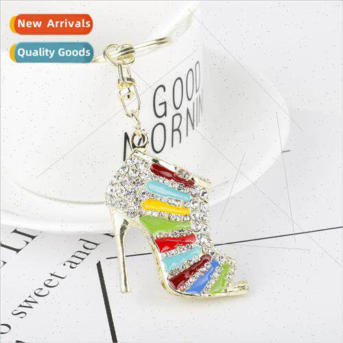 New Korean alloy rhinestone high-heeled shoes keychain creat