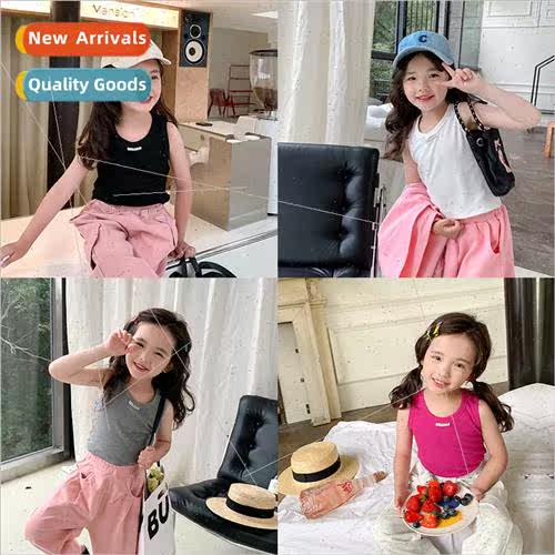 Childrens solid color undershirt 2023 summer new girls Korea