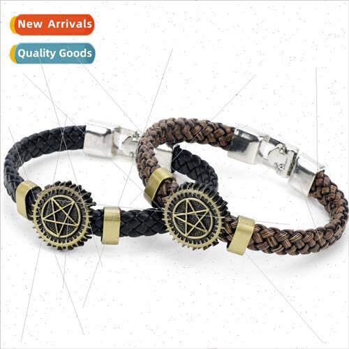 Anime  jewelry vintage woven leather bracelet Black Deacon O