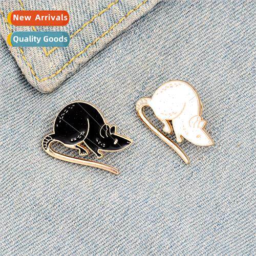 Creative cute little mouse alloy brooch mini black and white
