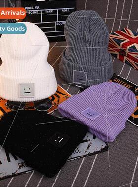 2019 fall and winter new men and women wool cap square smile