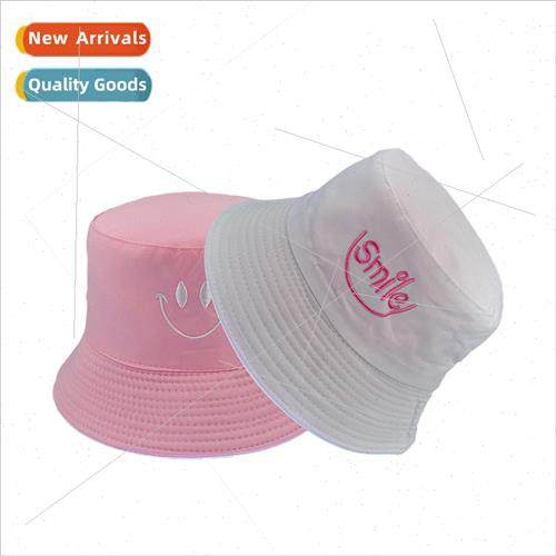 The new fisherman hat female cute smiley pattern hat double-