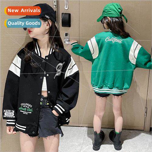 Childrens clothing 2023 new girls fall jacket middle and lar