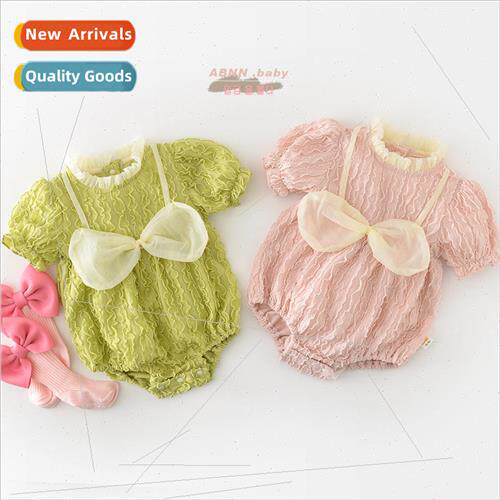 2023 summer new baby small fresh big bow wrapped ass onesie