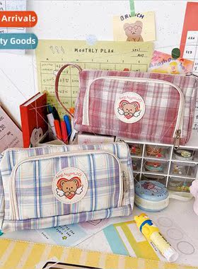 Korea cute plaid small bag female 2021 summer new cartoon gi