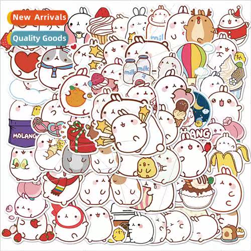 50 cartoon cute round roll rabbit graffiti stickers decorati
