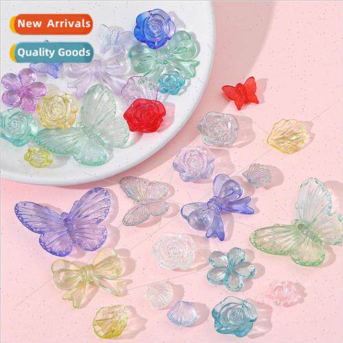Acrylic transparent gradient butterfly five-petal flower hai