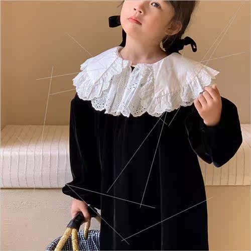 CHILDRENS DRESS 2023 FALL NEW KOREAN GIRLS VELVET DRESS APPLICABLE