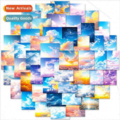 50 Stickers Fantasy Sky Colorful Clouds Landscape Figure Dai